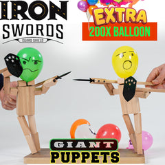Akargol XL wooden fencing puppets with swords for dramatic backyard duels and family fun.