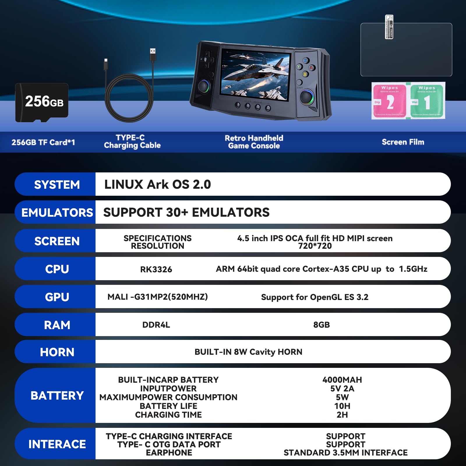 Akaxi 2025 upgraded handheld console includes accessories for ready-to-play setup.