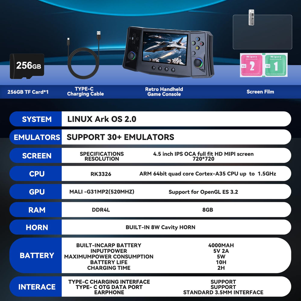 Akaxi 2025 upgraded handheld console includes accessories for ready-to-play setup.