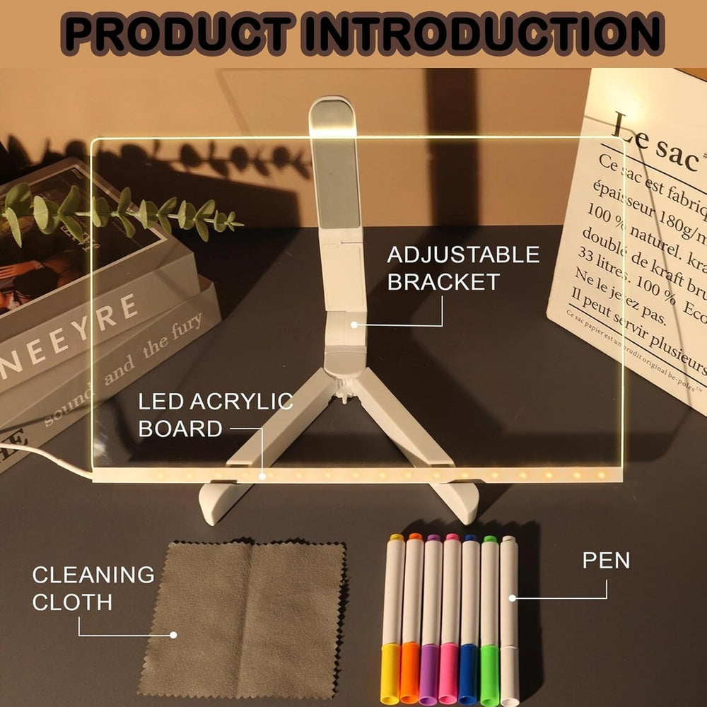 Akeuihat Cosmody light-up board with stand shown for desk or wall display.
