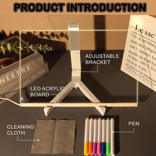 Akeuihat Cosmody light-up board with stand shown for desk or wall display.