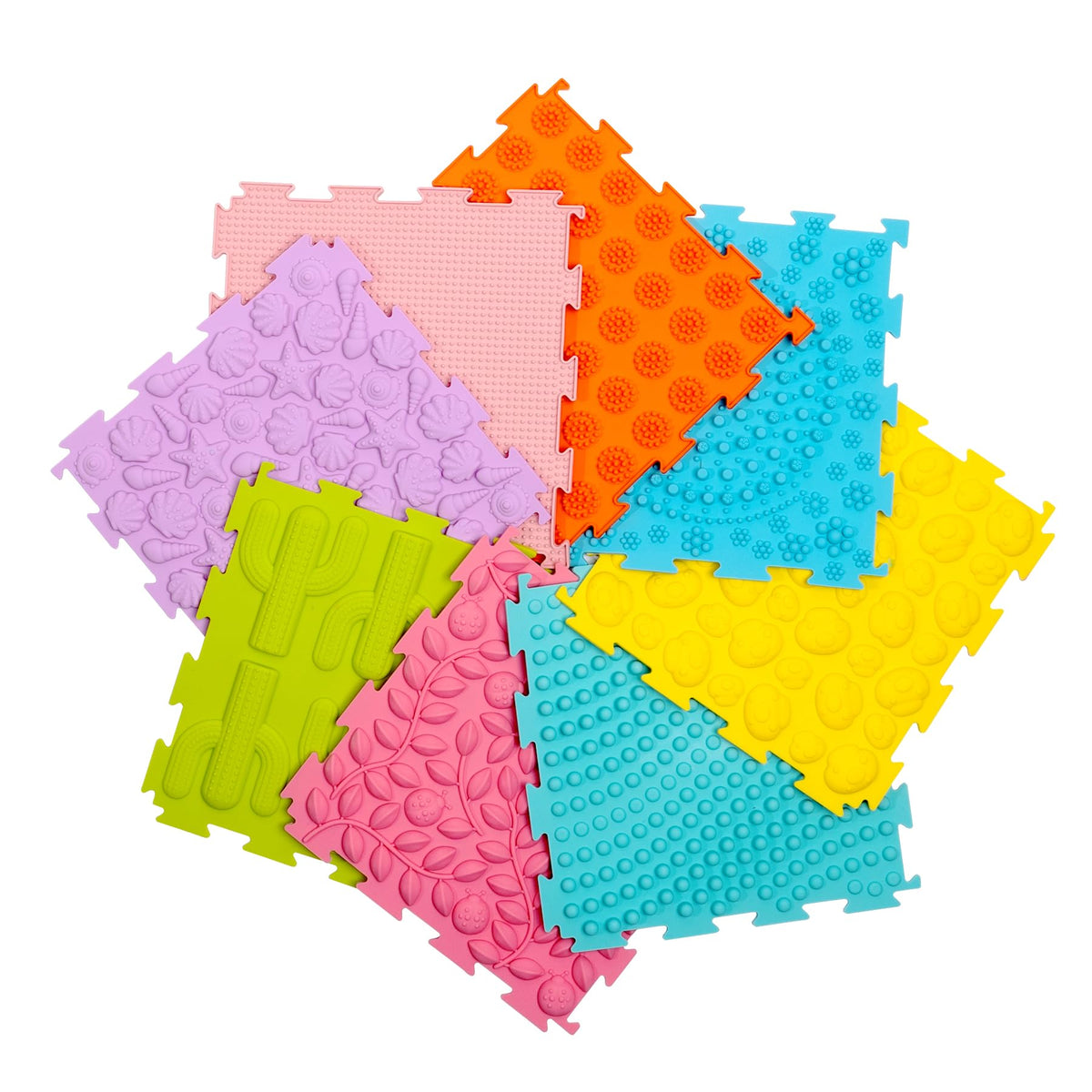 AKIMRABY sensory mats show eight colors for engaging, exploratory play.