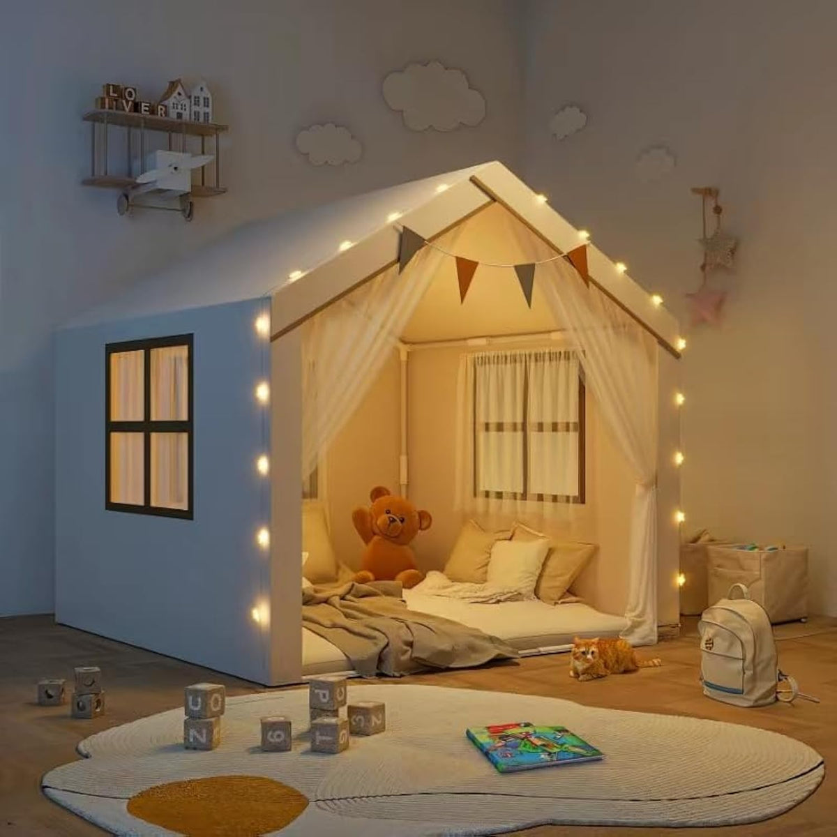 AKLLA Kids Tent front view showing a spacious play area for toddlers.