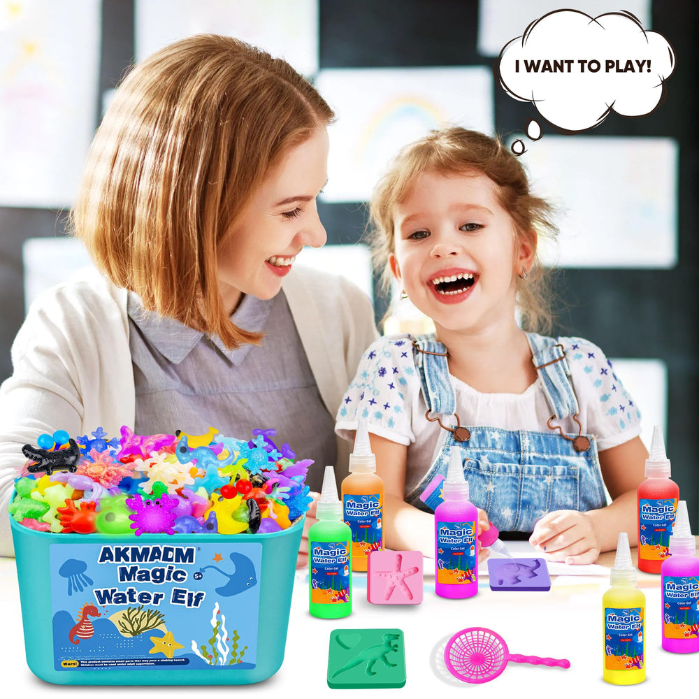 Gloves and colander help kids stay tidy during play.