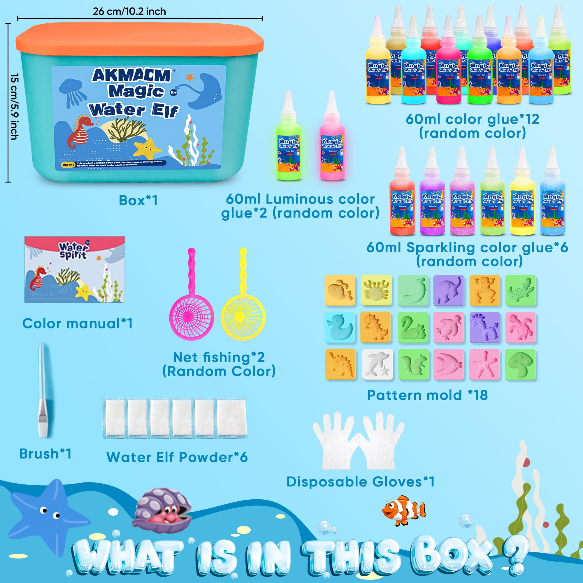 Includes DIY aquarium bottles for display-ready toys.