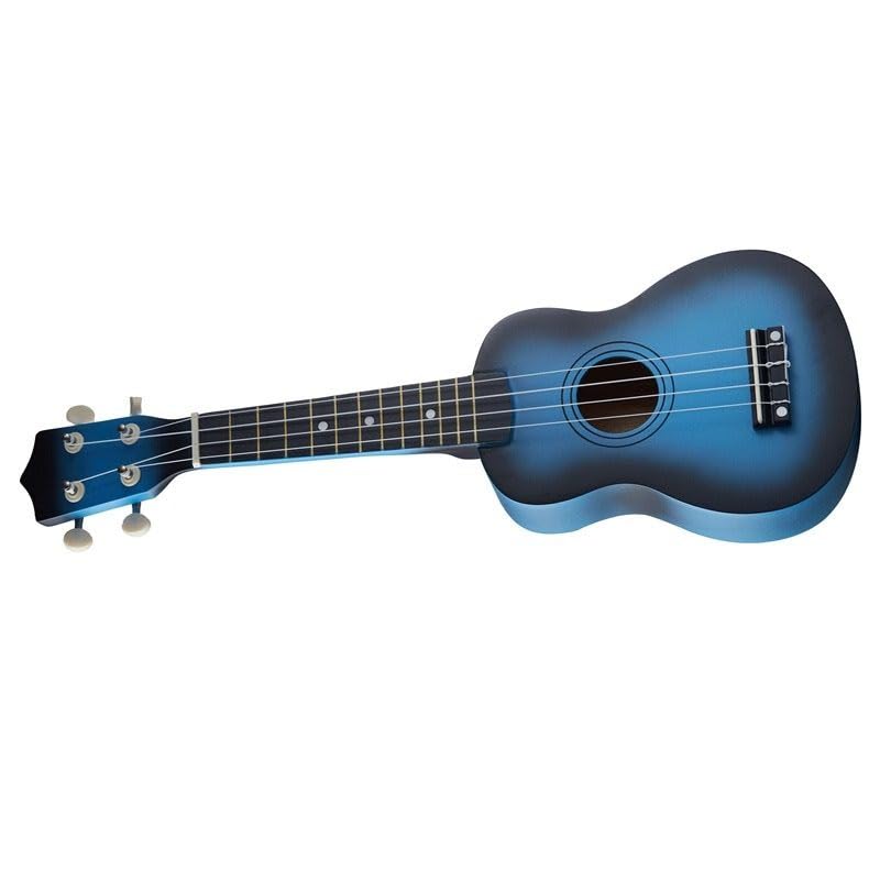 Akmiy 21-inch blue ukulele in use during casual practice