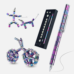 AKUTAIN Fidget Pen with colorful modular body for creative play and writing.