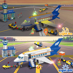 AKWME City Airplane Set luggage trailer invites imaginative airport trips.