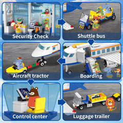 AKWME City Airplane Set moving stairs enable dynamic boarding play.