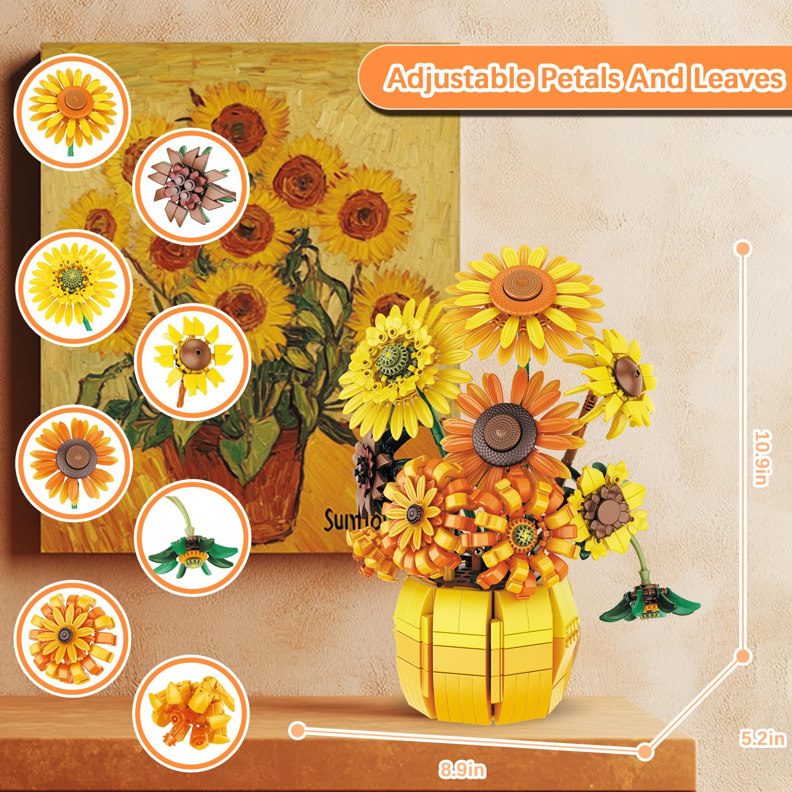 AKWME sunflower pot with 10 blooms for customizable bouquet design