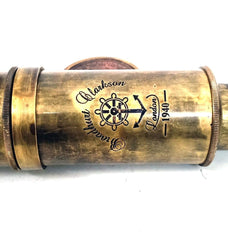 ALADEAN ornate brass-detail on the telescope emphasizes antique style.