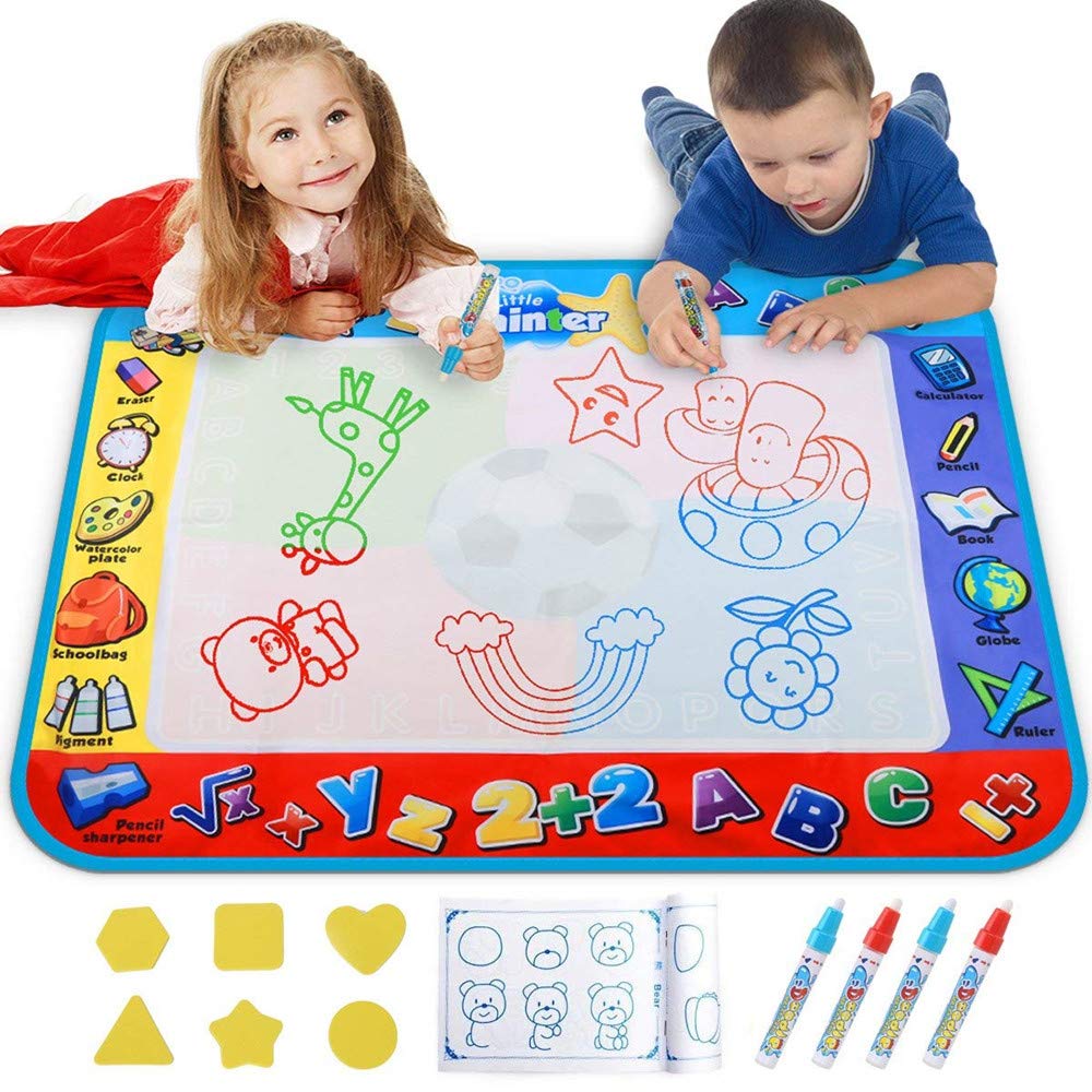 Alago Aqua Coloring Mat with a large doodle area for shared kid creativity