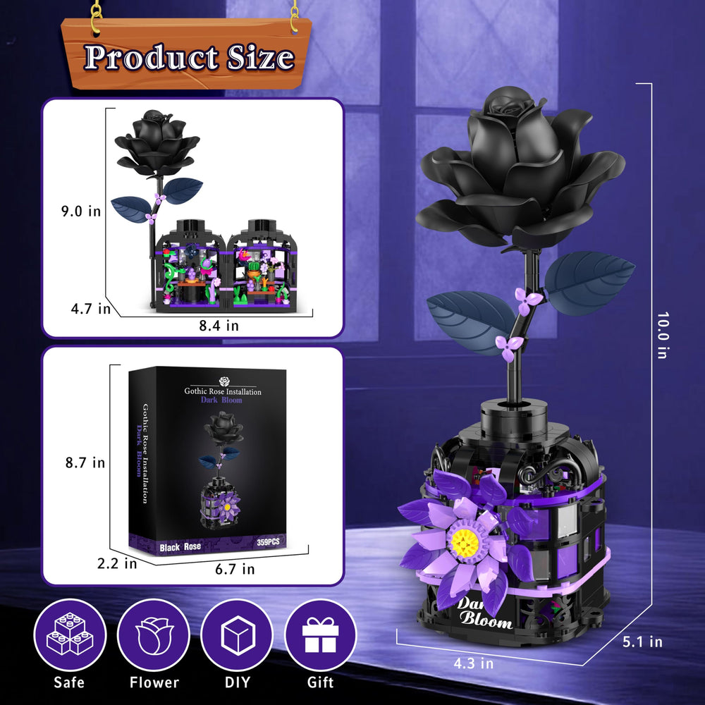 Alagoo openable vase display with finished dark rose sculpture.