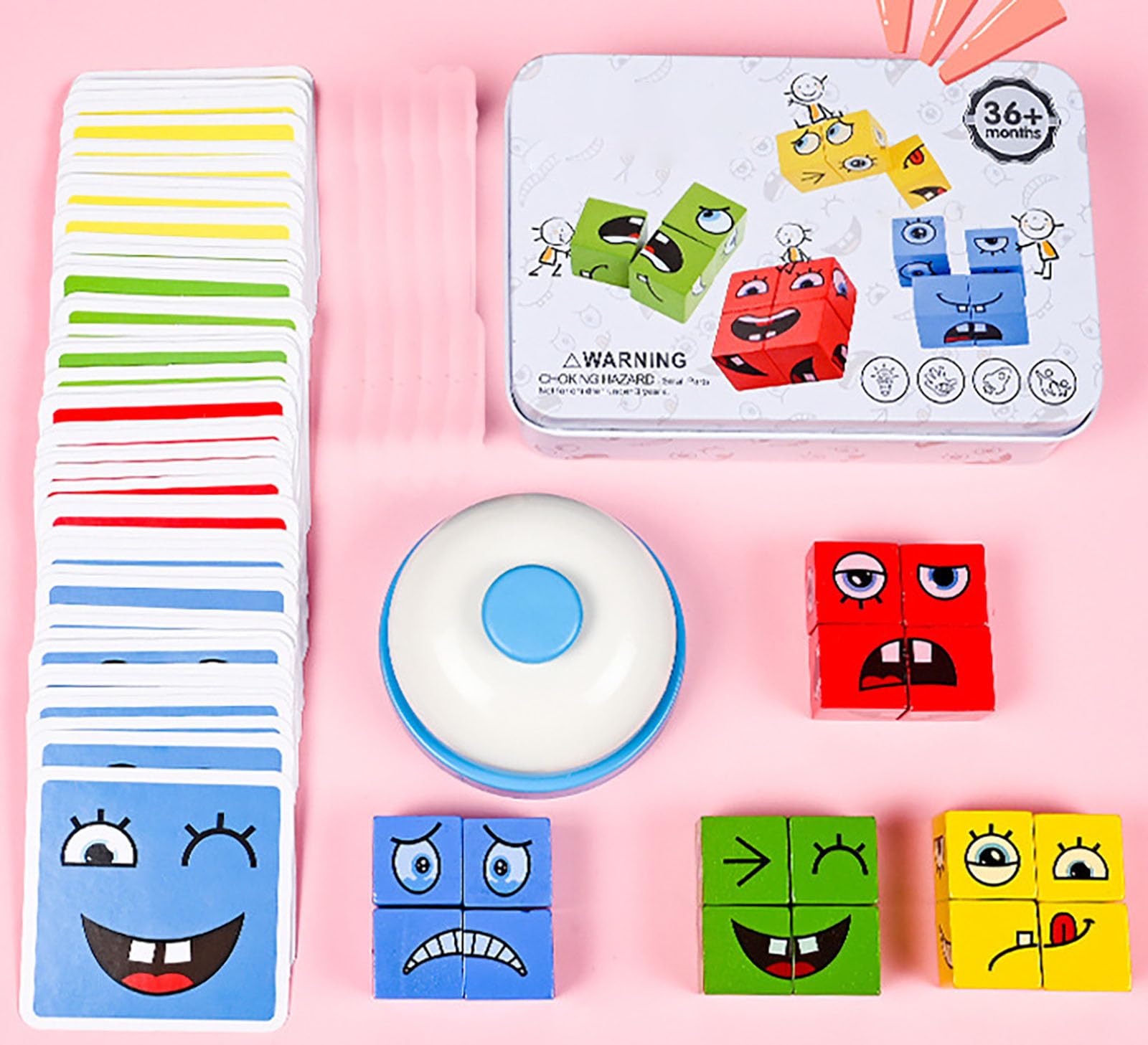 ALaLatois wooden expression matching puzzle supports hand eye coordination.