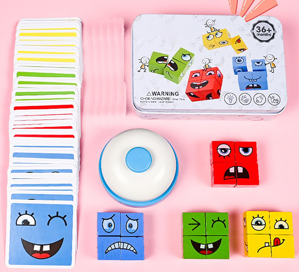ALaLatois wooden expression matching puzzle supports hand eye coordination.