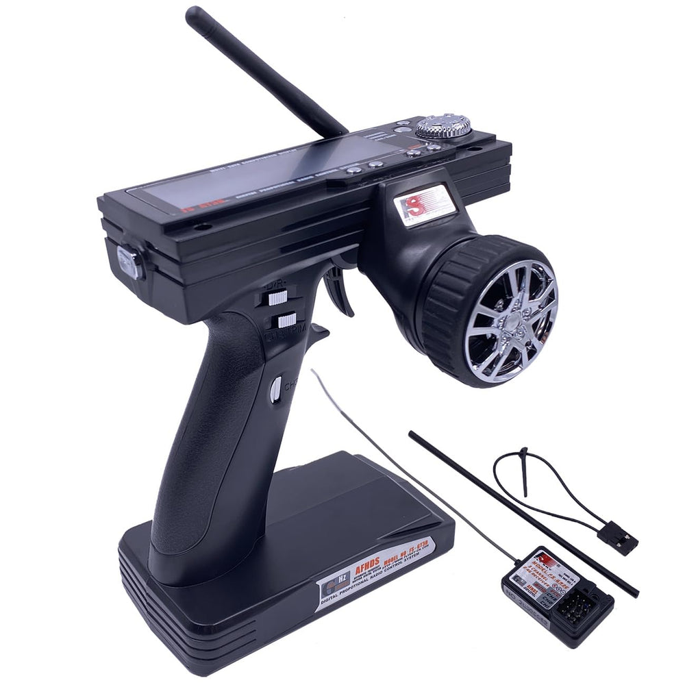 Alaohu FS-GT3B transmitter front view with ergonomic grip for precise control.