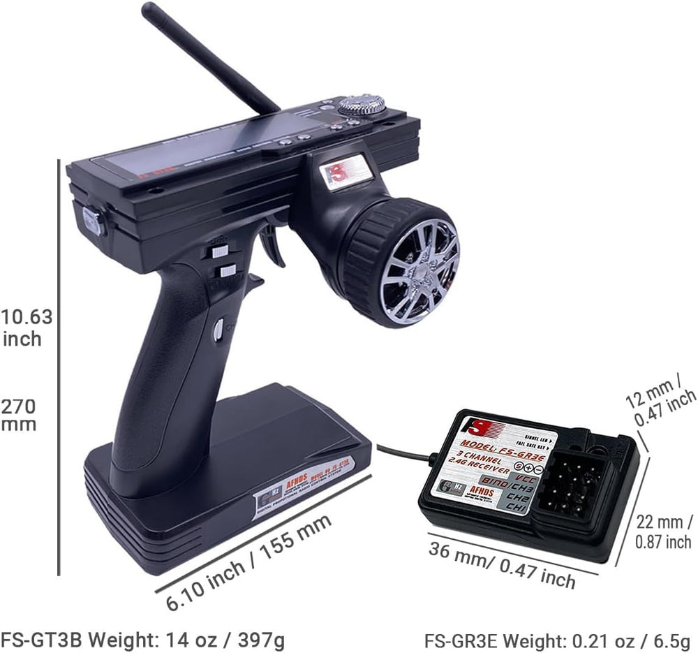 Alaohu RC system package contents including transmitter, receiver, and bind cable.