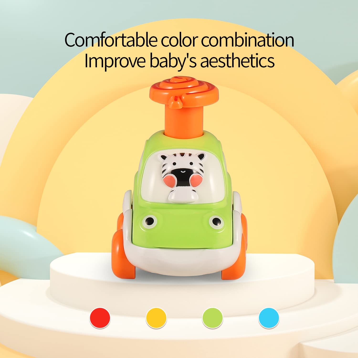 ALASOU animal car set with bright colors boosts color recognition.