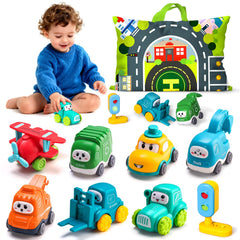 ALASOU Baby Cranes Car Toys Playmat provides a safe, colorful surface for toddlers.
