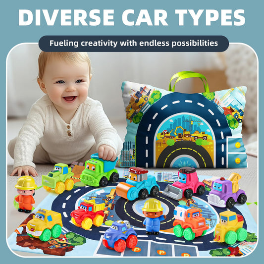 ALASOU colorful rubber vehicles and two figurines spark imaginative city play.