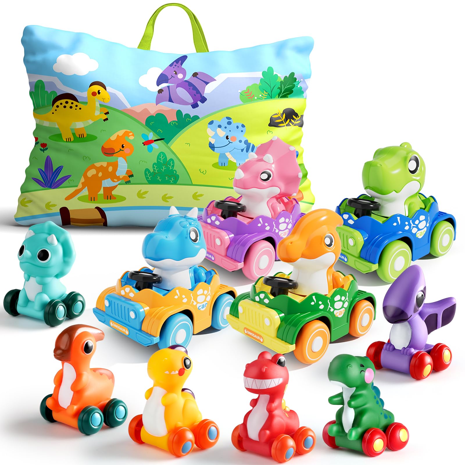 ALASOU blue dinosaur car toy boosts color recognition and toddler play.
