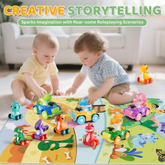 ALASOU yellow dinosaur car toy supports easy handling and engagement.