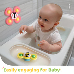 ALASOU in bathtub with water demonstrating extra-grip suction for splash-safe play