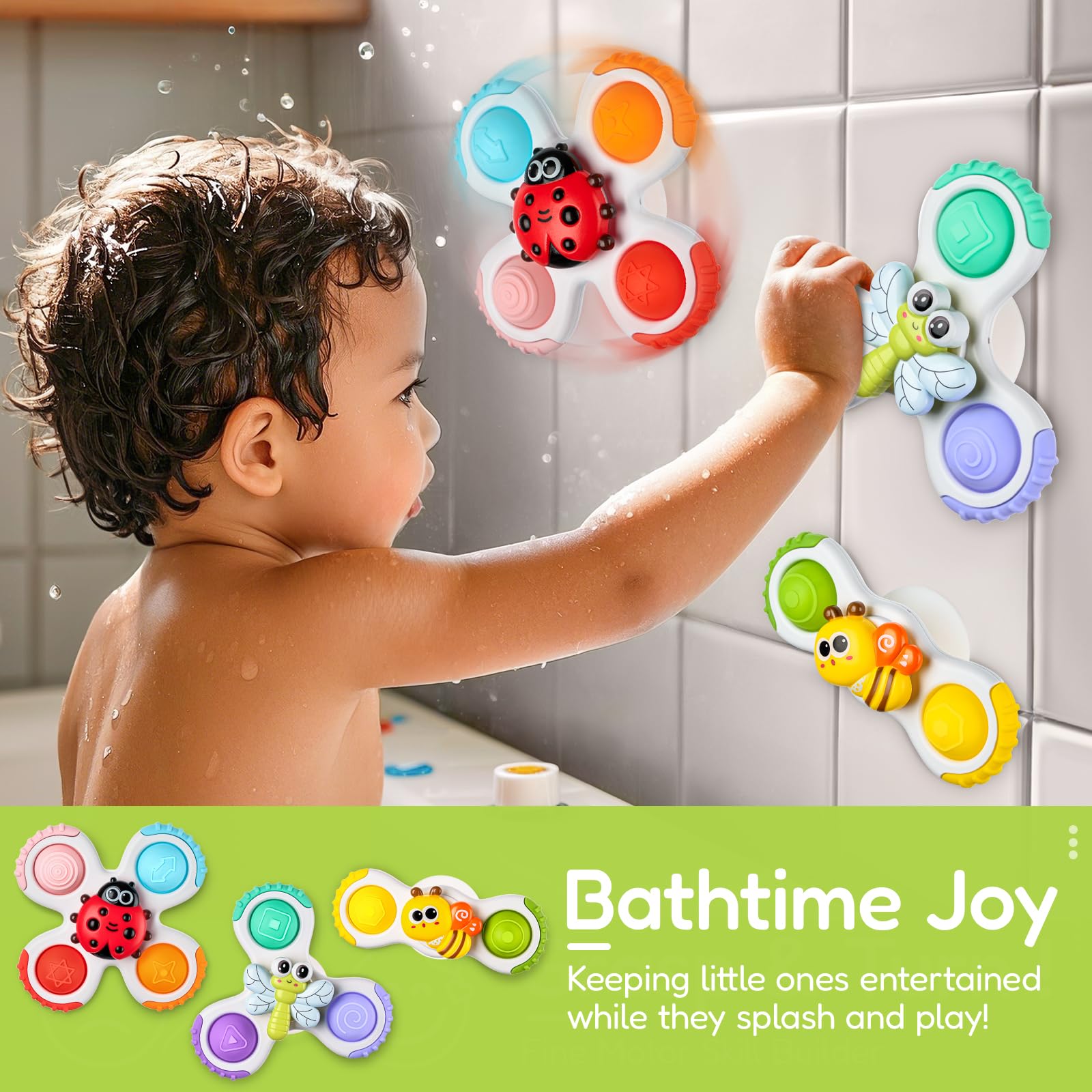 ALASOU colorful spinner sparks visual tracking and curiosity during play.