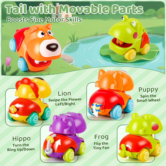 ALASOU Push and Go puppy vehicle promotes imaginative play and motor skills.
