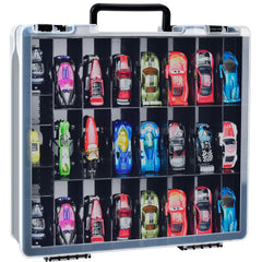 ALCYON double-sided storage case front view with 24 compartments per side for cars.
