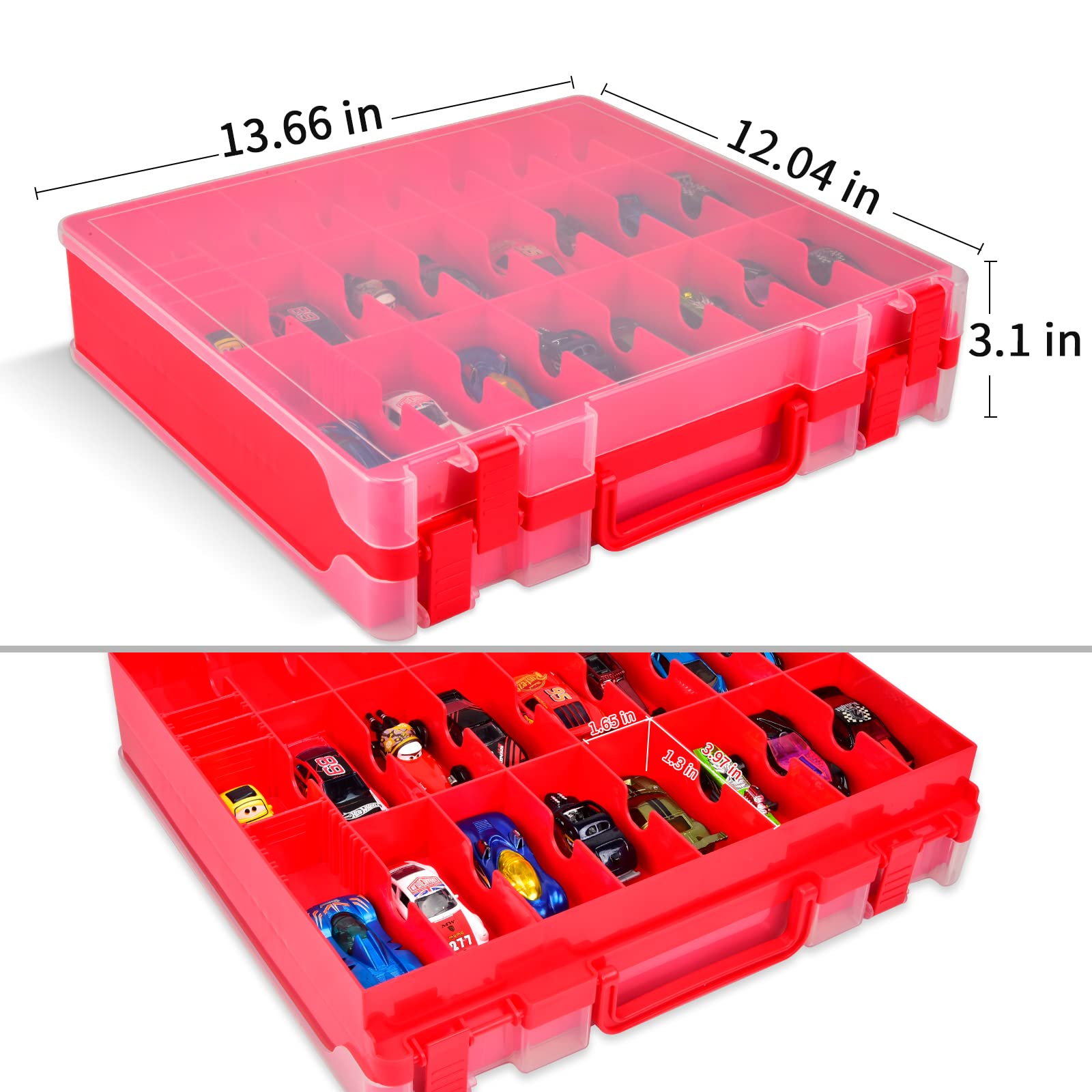 ALCYON clear lid with snap closure keeps toys secure during transport