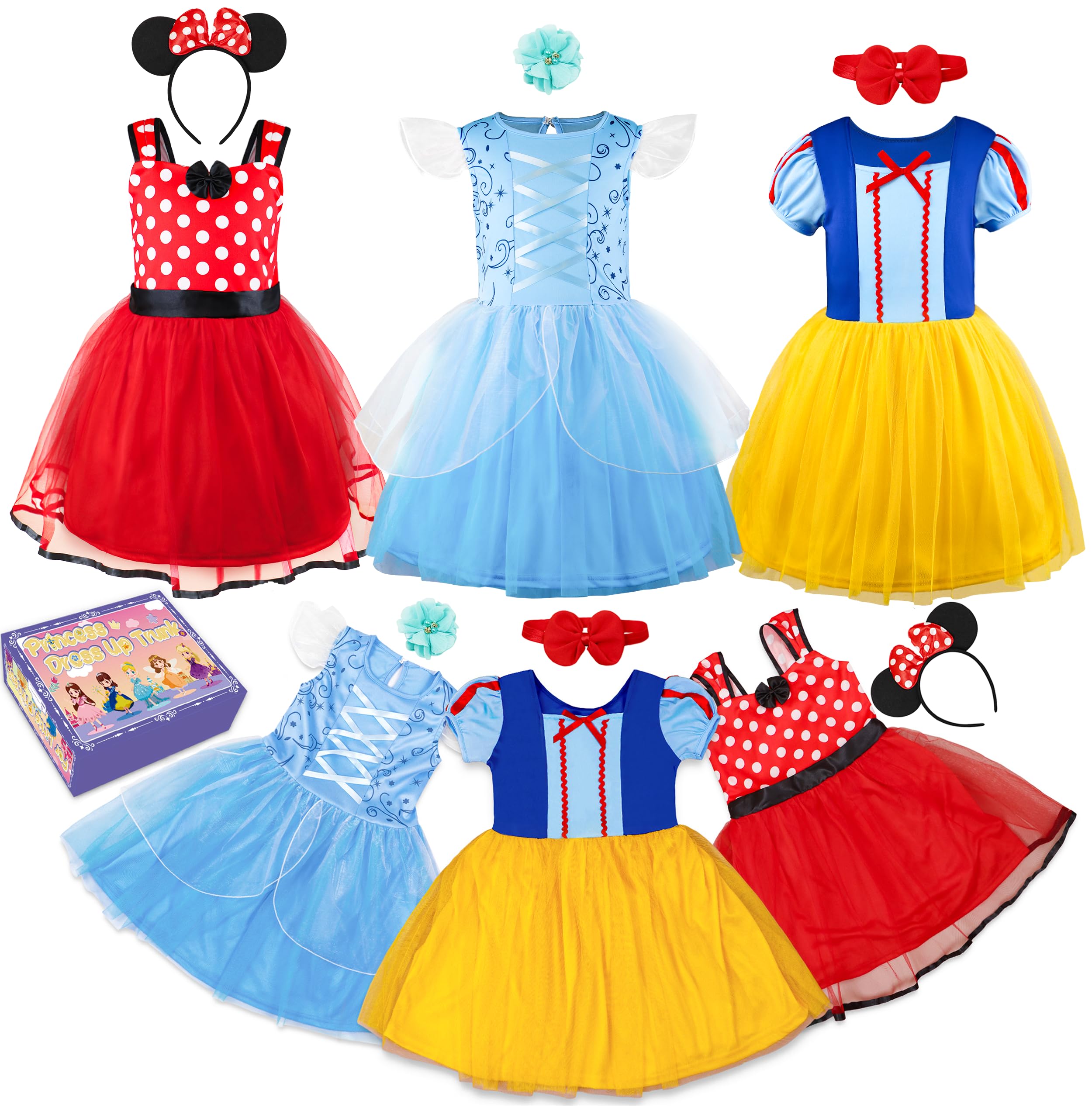 AlecosFun princess dress blue and white for toddlers, ideal for dress-up play.
