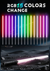 ALEIFLE lightsaber color options with 15 RGB colors for customizable play scenes.