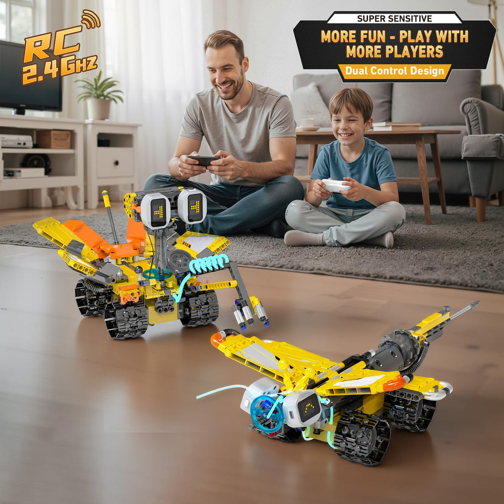 Alerisca 5in1 STEM robot kit LED eyes close-up shows expressive options.