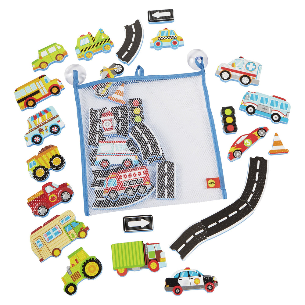 ALEX Toys Bath Beep Stickers suction cups secure it to tile walls.