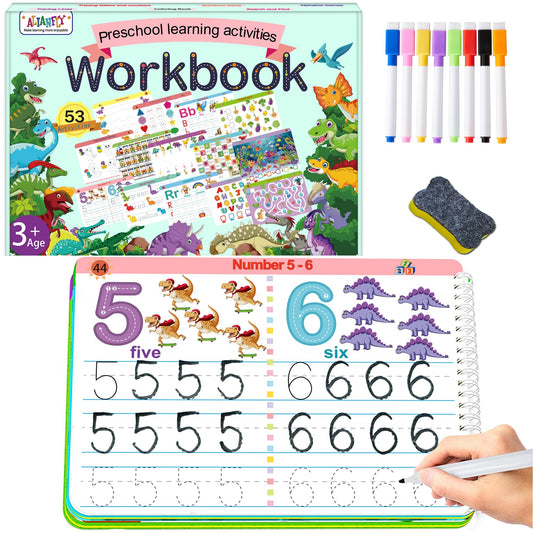 ALIANFLY dinosaurs activity book cover ideal for early handwriting practice