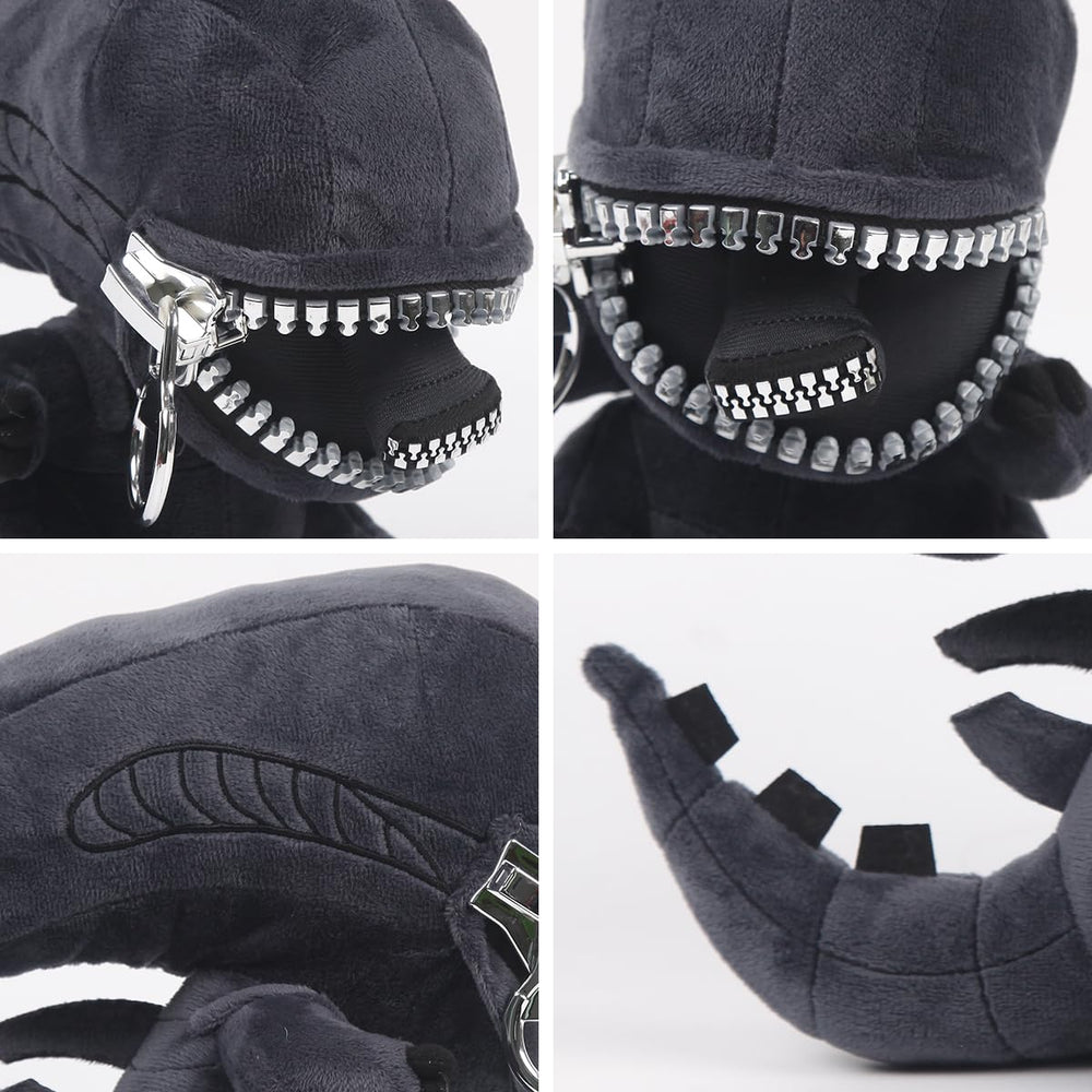 Alien Plush Xenomorph facehugger closeup focuses on fabric and texture