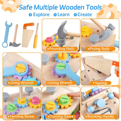 Aliex mini wooden workbench set inspires construction play and problem-solving