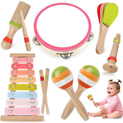 Aliex pink 6-in-1 toddler drum for developing rhythm and motor skills
