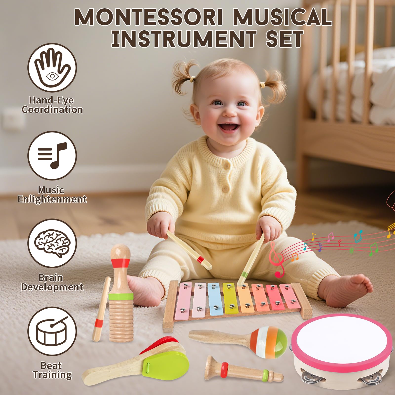 Aliex pink 6-in-1 maracas for cooperative play and sound games