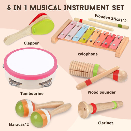 Aliex pink 6-in-1 xylophone for sensory exploration and hearing