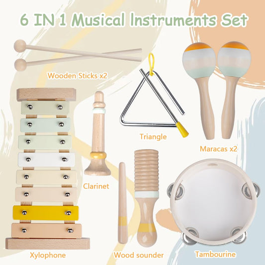 Aliex toddler xylophone in neutral boho colors supports fine motor skills and musical curiosity.