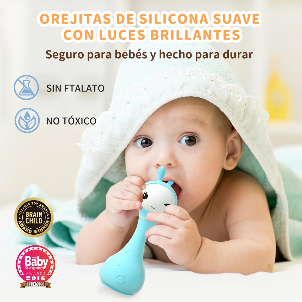 alilo baby rattle with 66 sounds encourages auditory exploration.