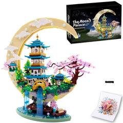 Alizdd Chinese Moon Palace micro-building set on a floating island, ideal for display.