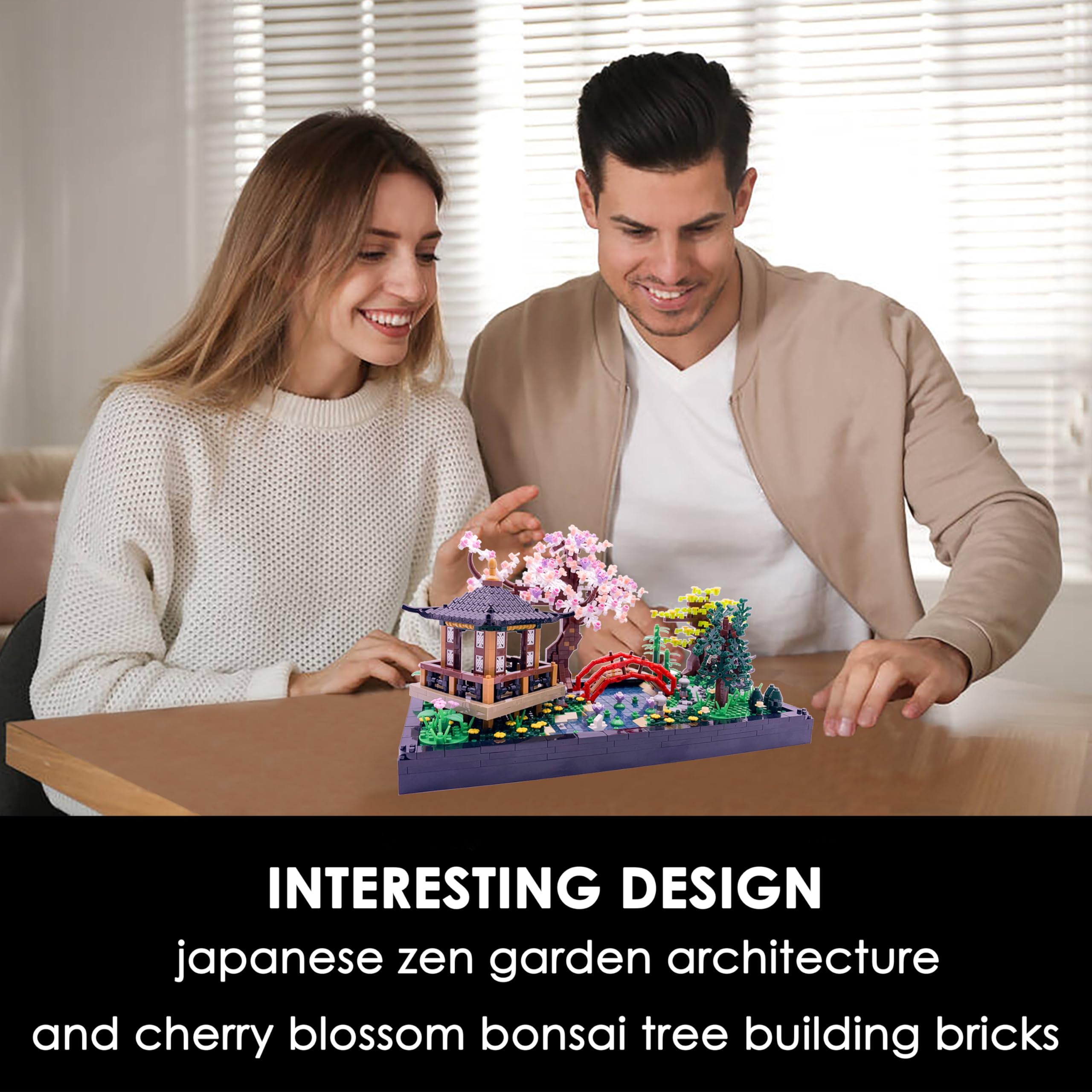 Alizdd Sakura Bonsai Tree model in micro bricks for elegant desk art