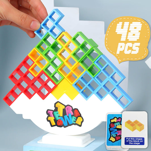 ALKISTA 48-pcs tetra tower blocks for family play and coordinated movement
