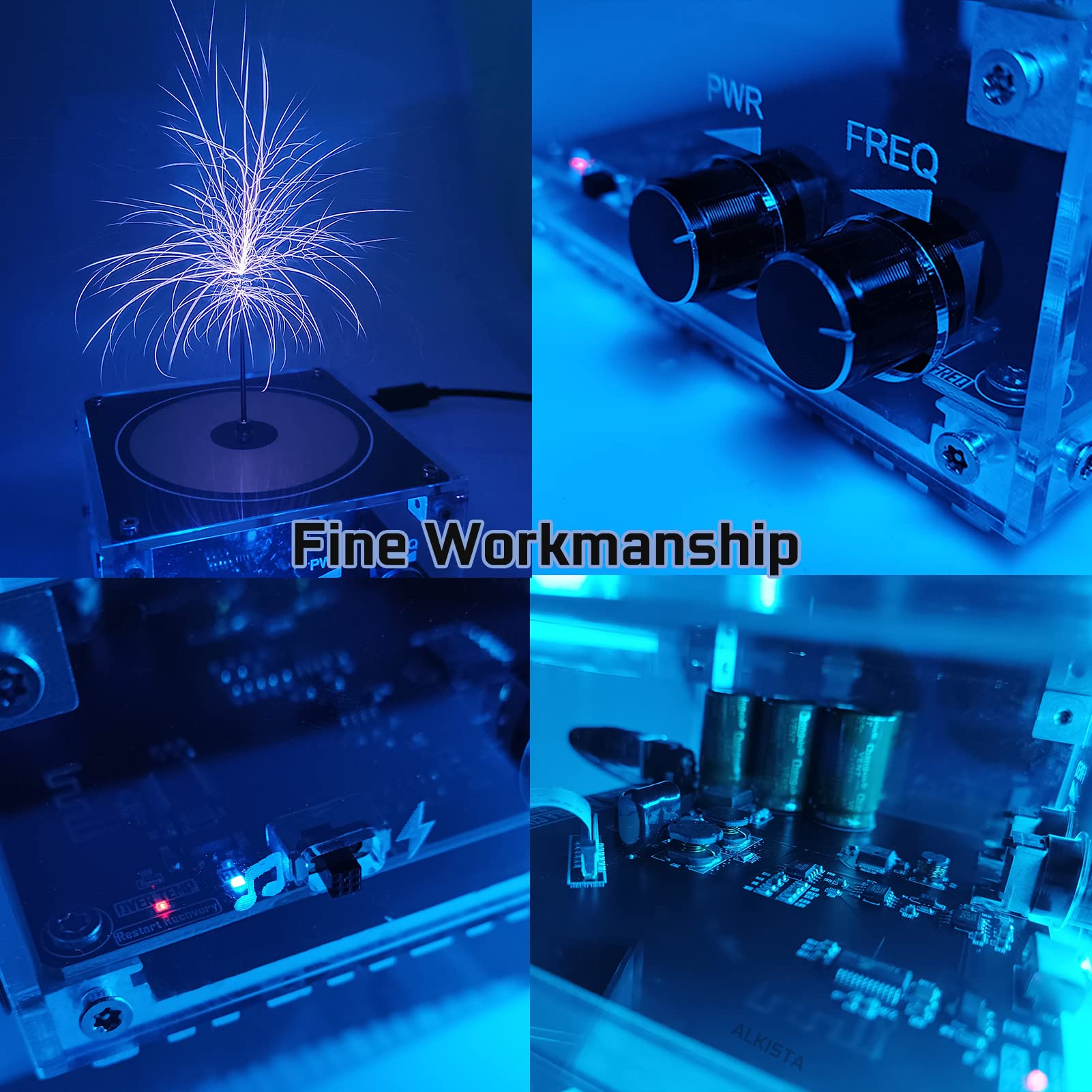 ALKISTA Tesla coil musical speaker side view showing safe, easy setup