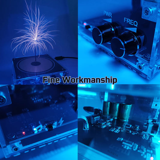 ALKISTA Tesla coil musical speaker side view showing safe, easy setup