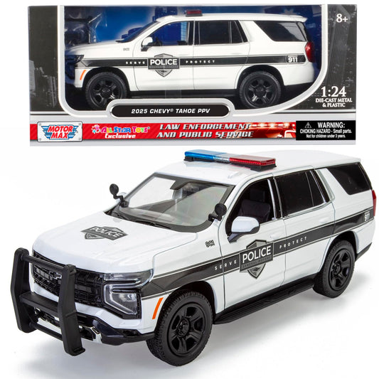 All Star Toys 2025 Tahoe PPV diecast front view shows authentic police grille and push bar