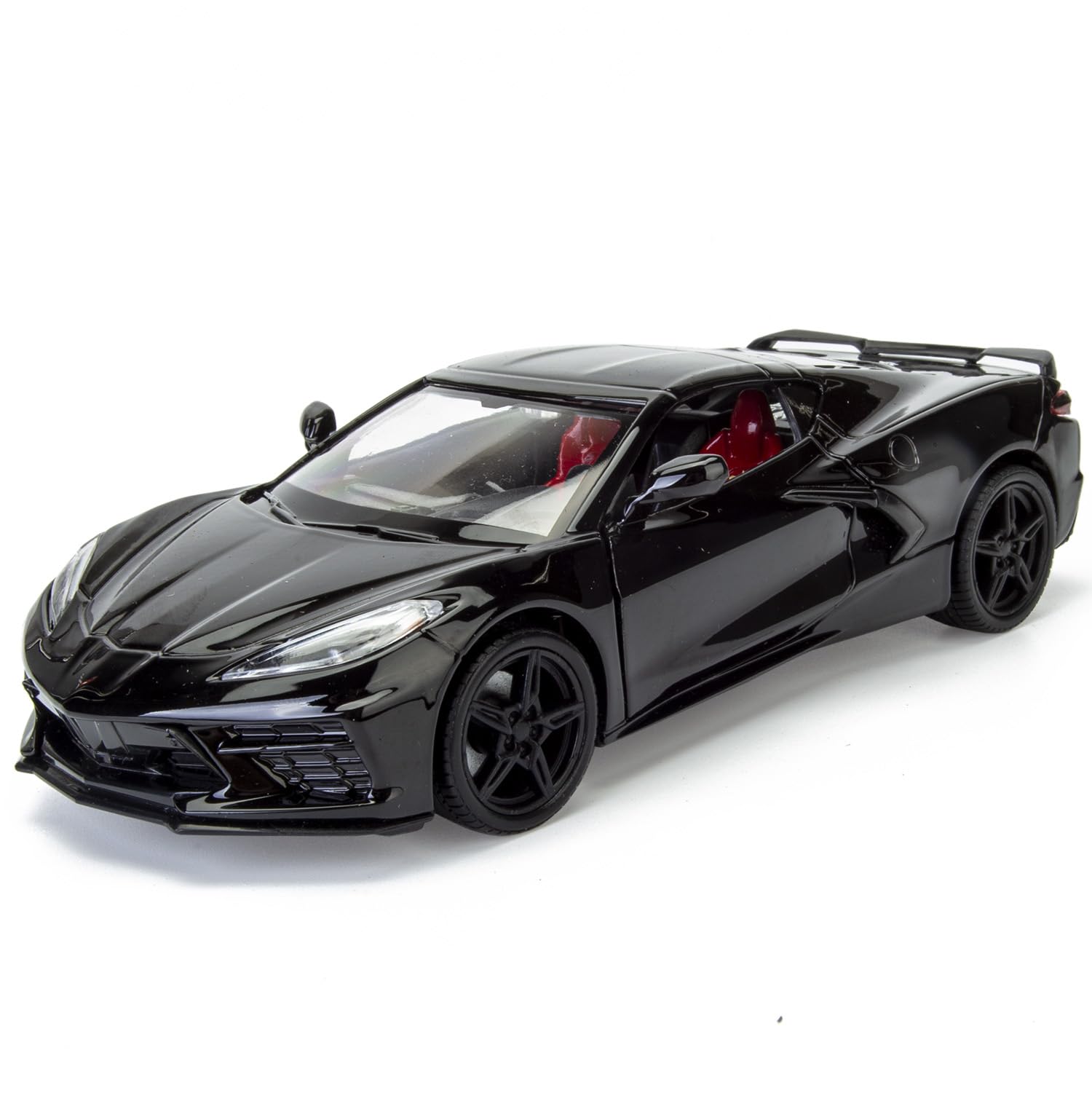 All Star Toys Corvette C8 Stingray 1/24 black exterior with red interior